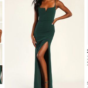 Chic Contender Emerald Green Notch Neck Maxi Dress